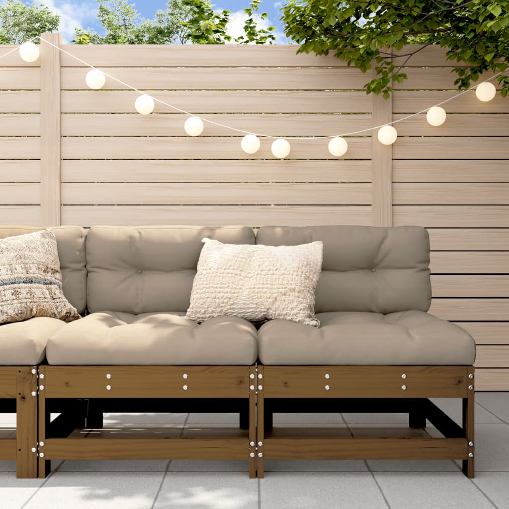 Garden Honey Brown Solid Wood Pine Brown Pinewood Armless loveseat