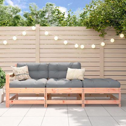 3 Piece Garden Lounge Set Solid Wood Douglas Douglas Wood 2-seater sofa with footstool