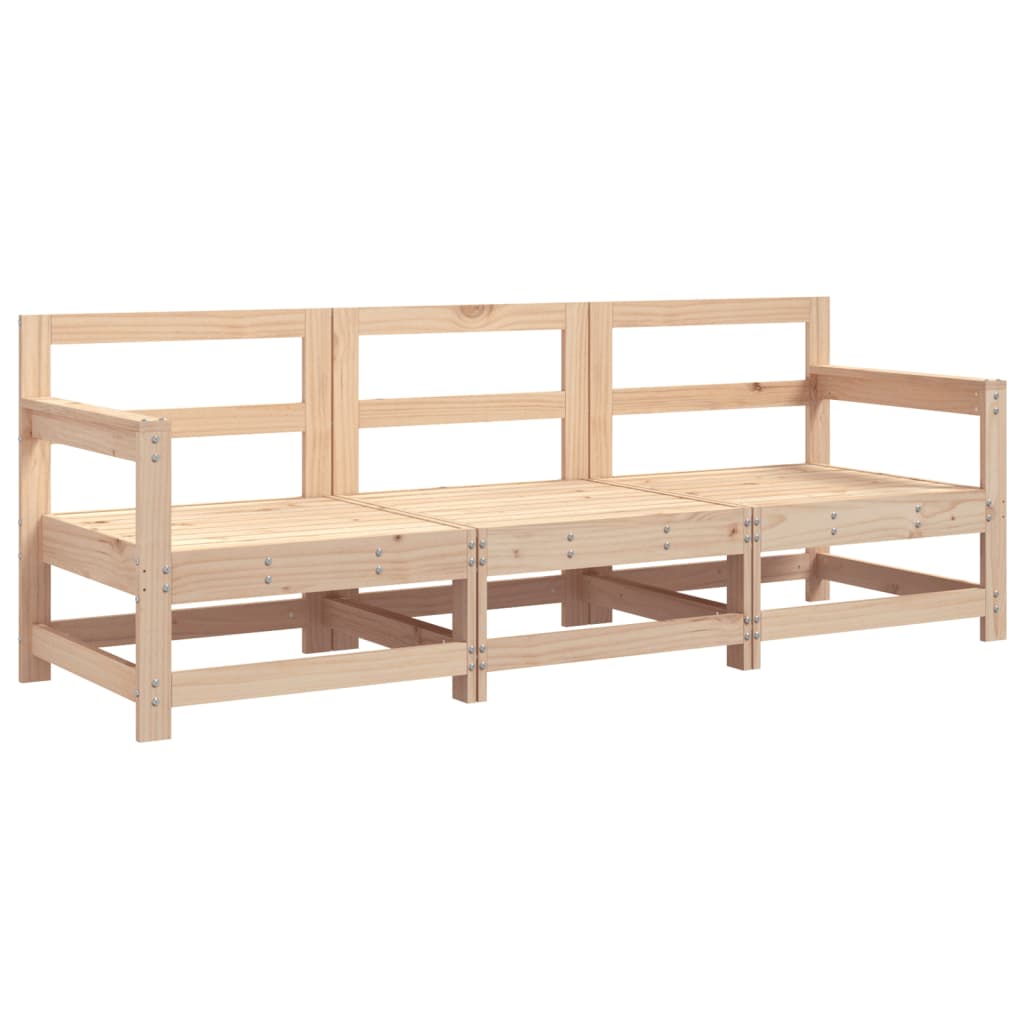 3 Piece Garden Lounge Set Solid Wood Pine Untreated Pinewood 3-seater sofa