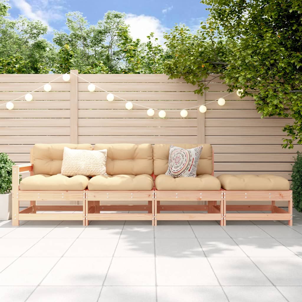 3 Piece Garden Lounge Set Solid Wood Pine Untreated Pinewood 3-seater sofa with footstool