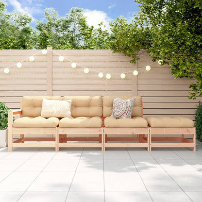 3 Piece Garden Lounge Set Solid Wood Pine Untreated Pinewood 3-seater sofa with footstool