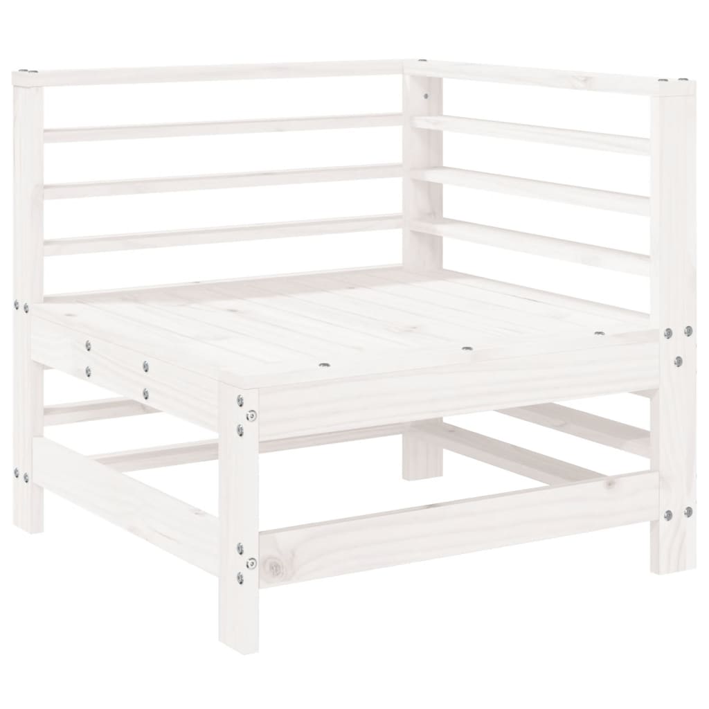 vidaXL Garden Corner Sofa White Solid Wood Pine 2