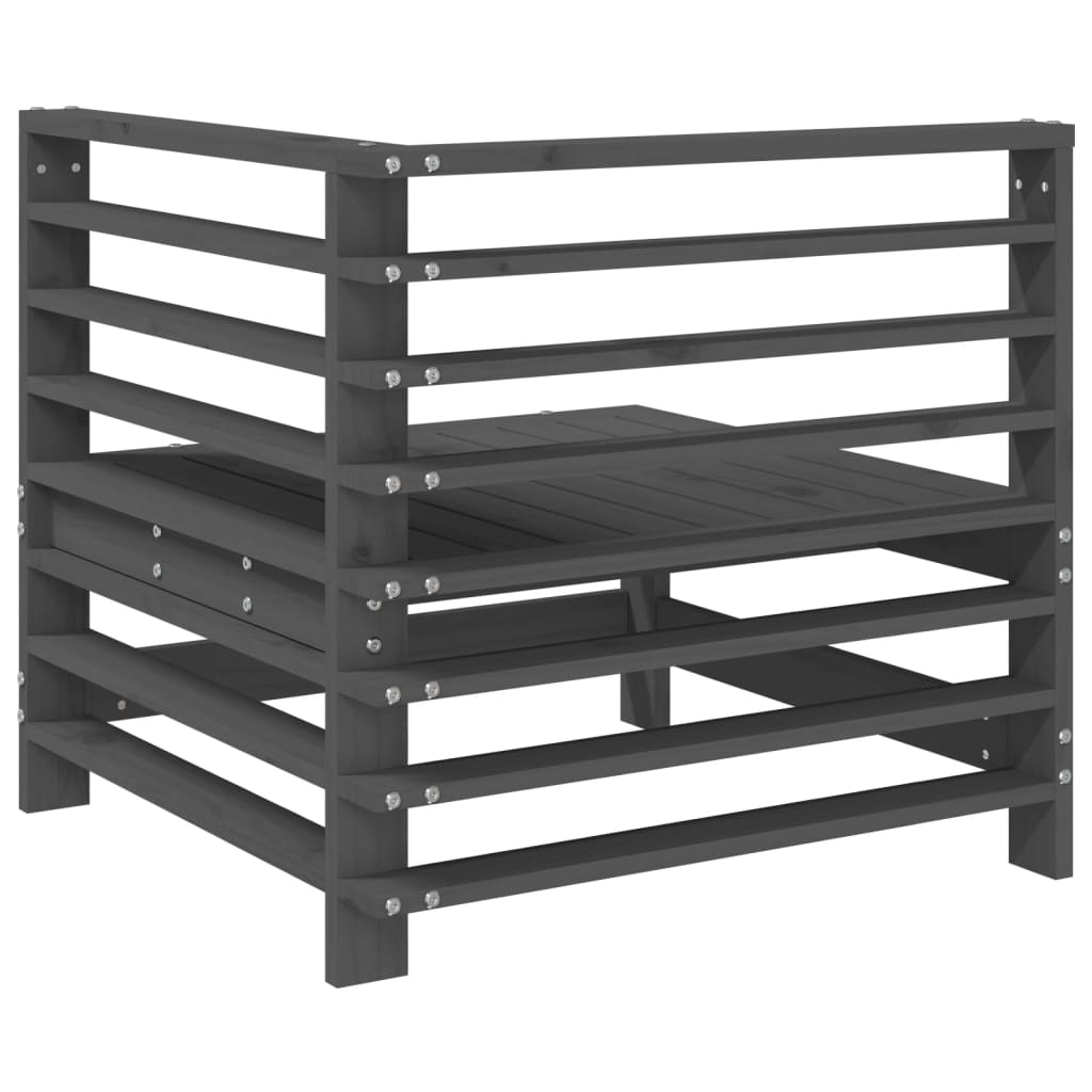 vidaXL Garden Corner Sofa Grey Solid Wood Pine 5