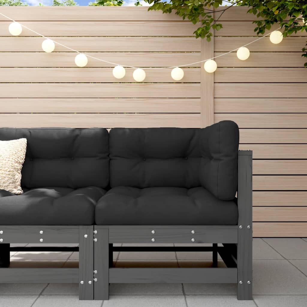 vidaXL Garden Corner Sofa Grey Solid Wood Pine 1