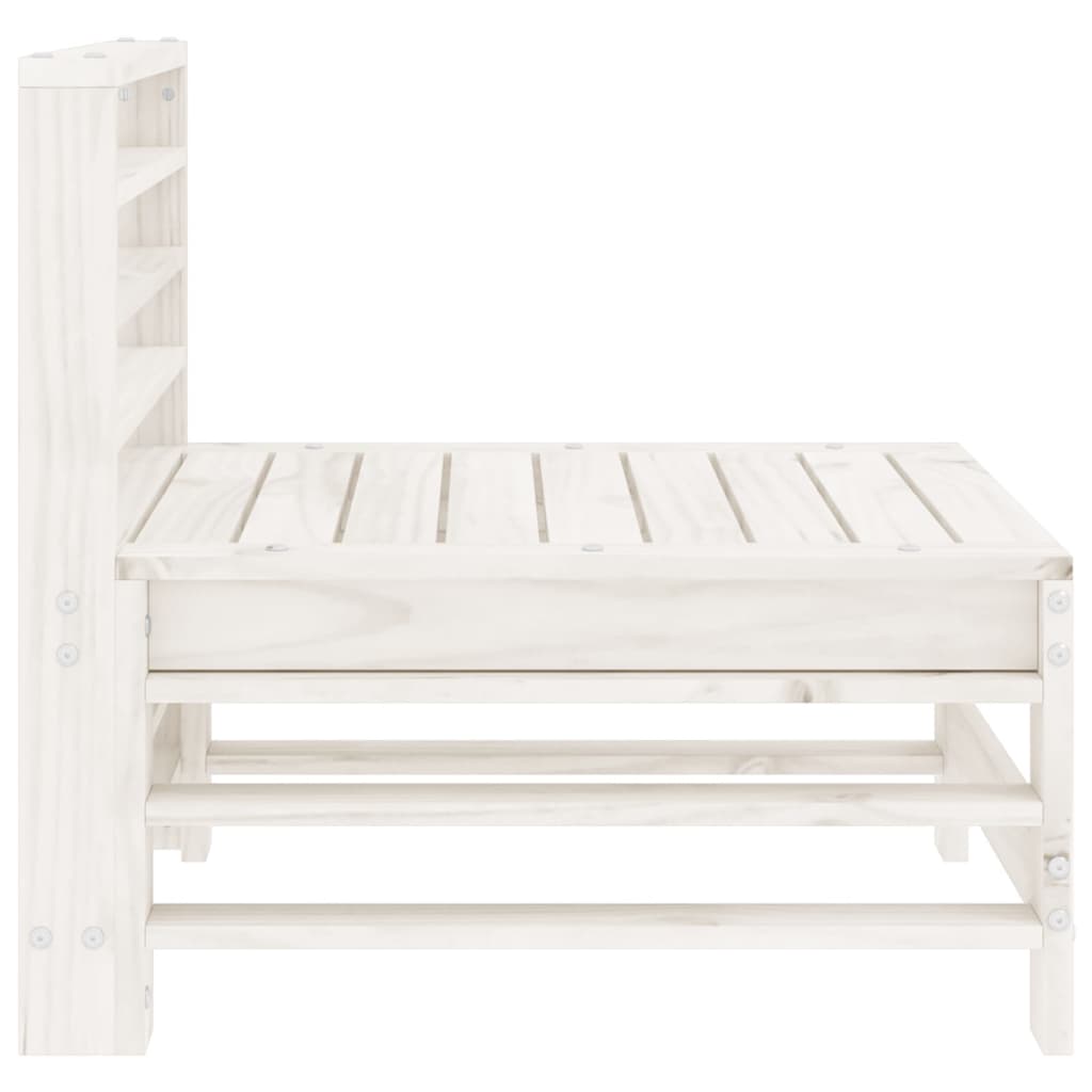 vidaXL Garden Middle Sofa White Solid Wood Pine 5