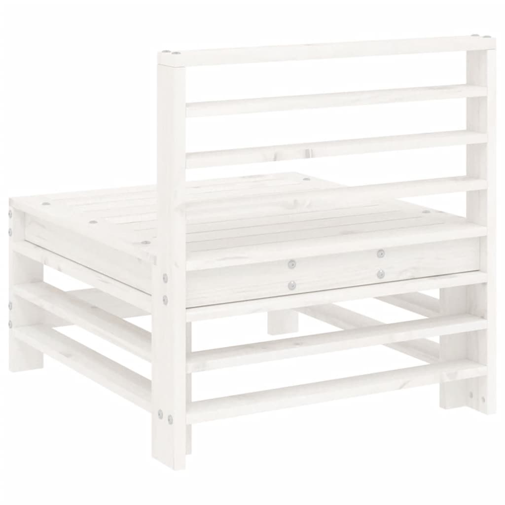 vidaXL Garden Middle Sofa White Solid Wood Pine 4