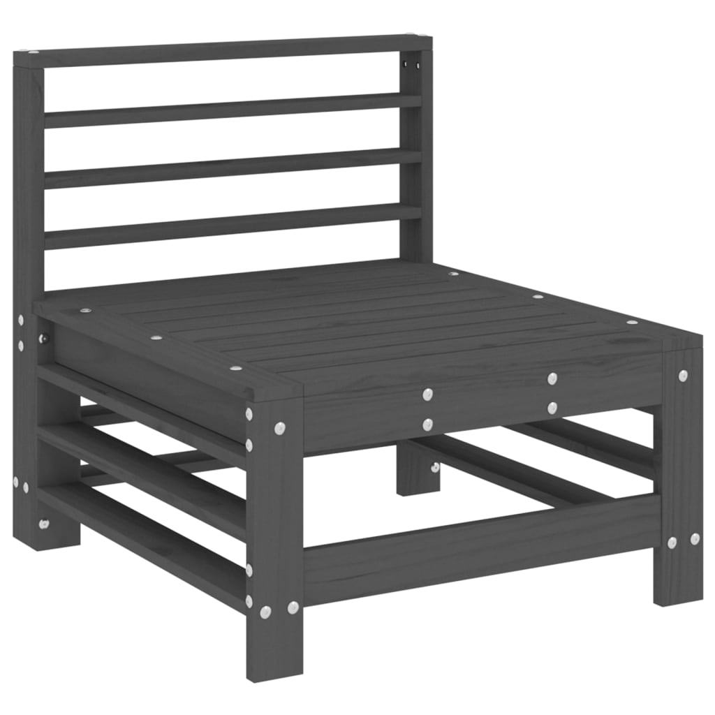 vidaXL Garden Middle Sofa Grey Solid Wood Pine 2