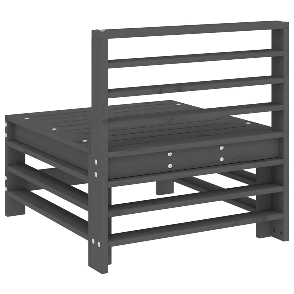 vidaXL Garden Middle Sofa Grey Solid Wood Pine 4