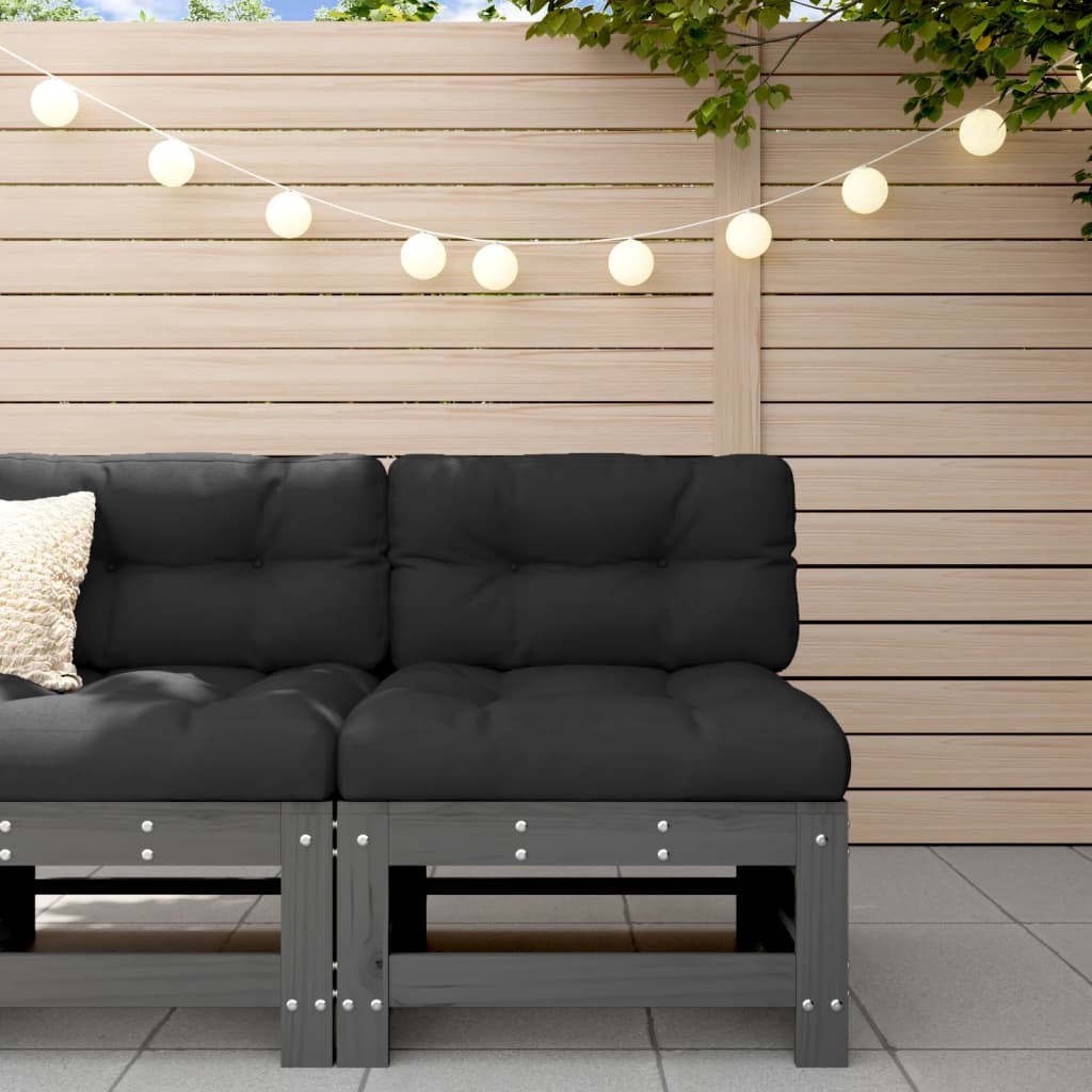vidaXL Garden Middle Sofa Grey Solid Wood Pine 1