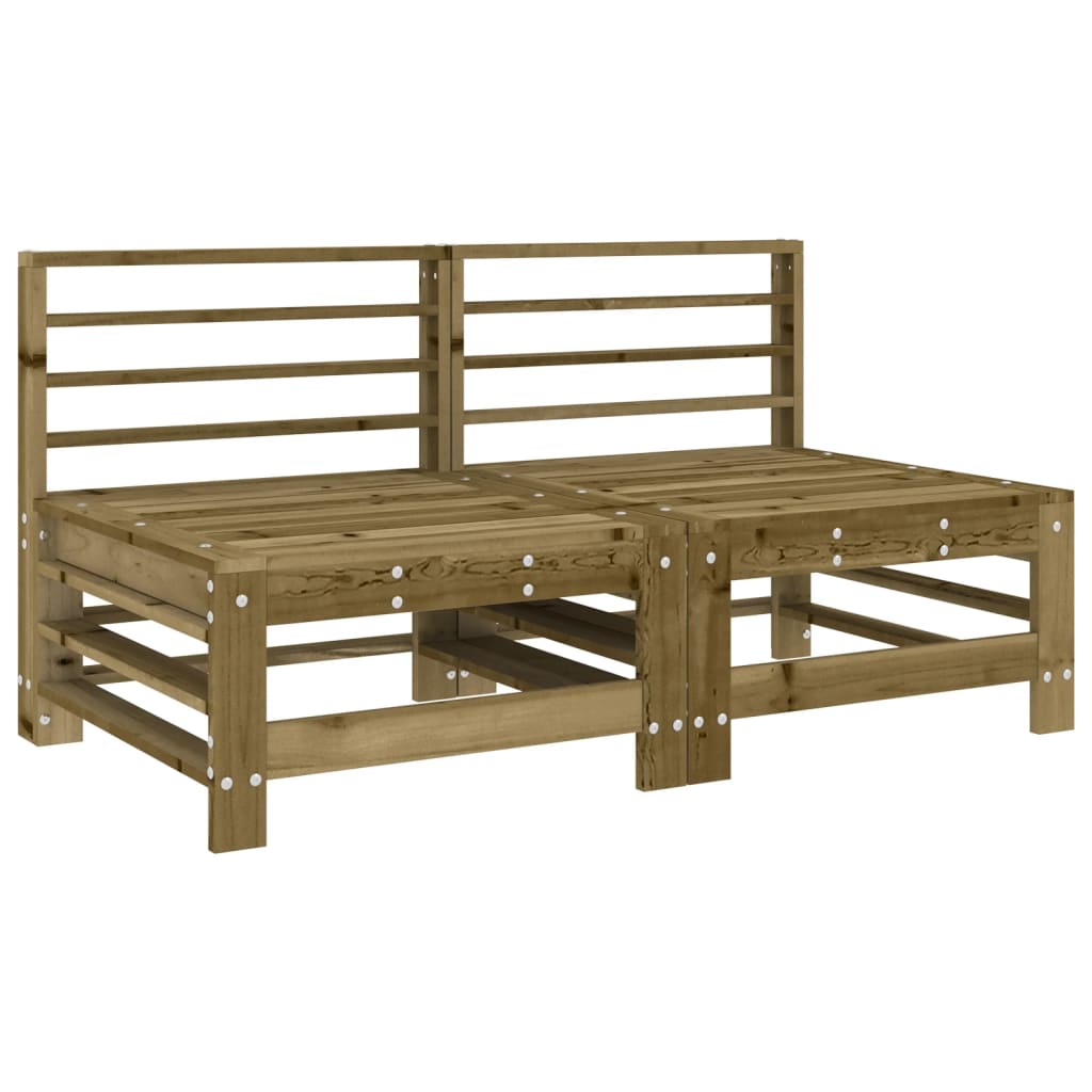 vidaXL Garden Middle Sofas 2 pcs Impregnated Wood Pine 2