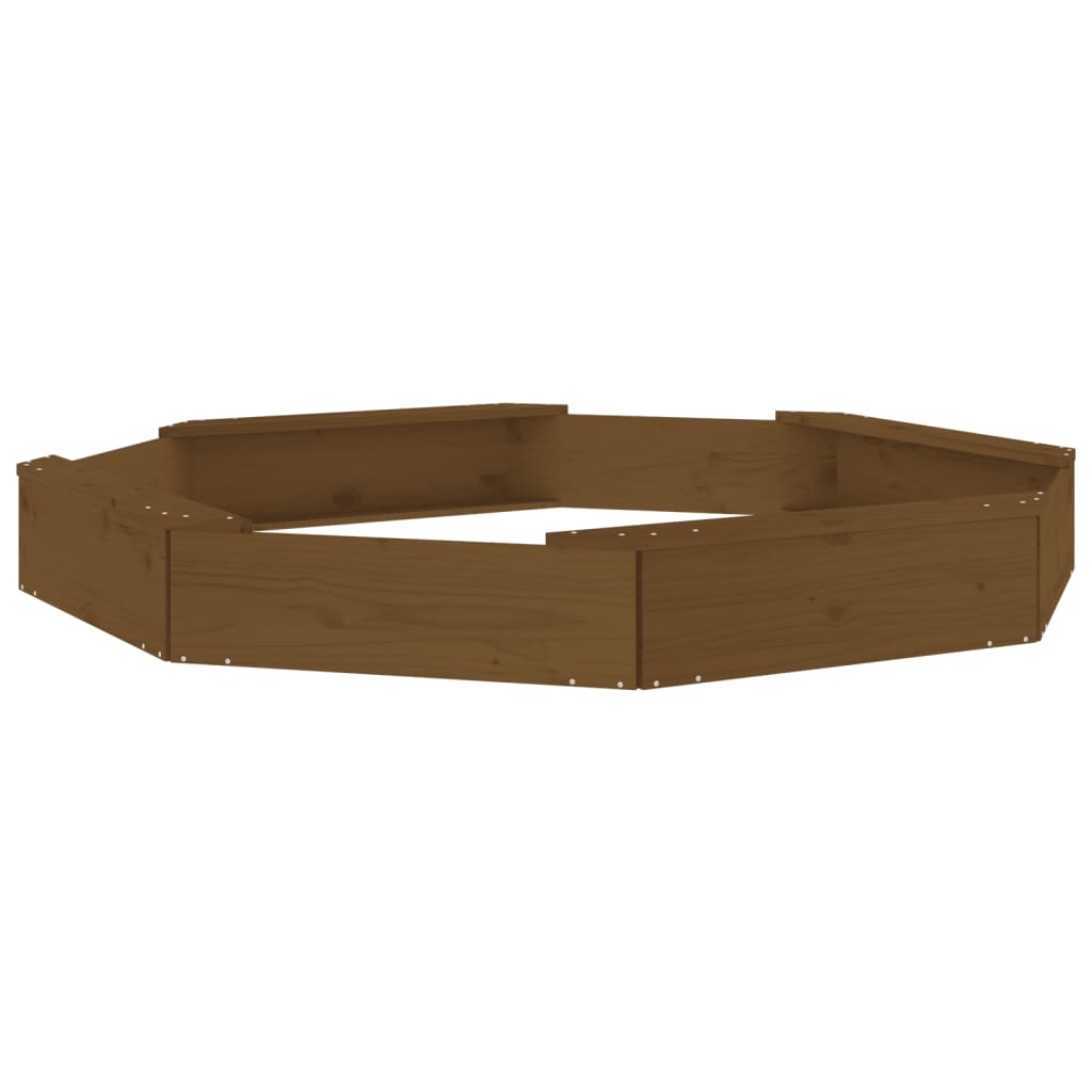 vidaXL Sandbox with Seats Honey Brown Octagon Solid Wood Pine 2