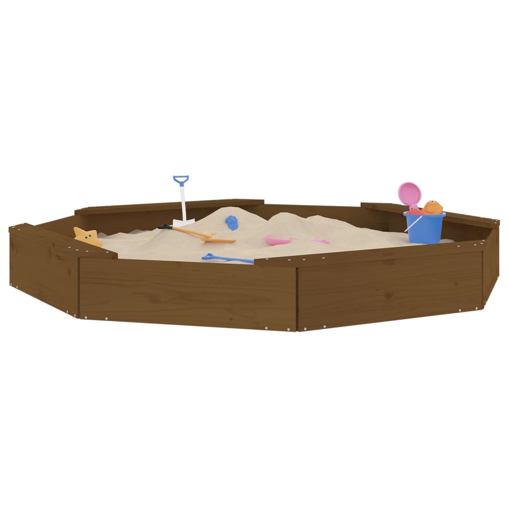 vidaXL Sandbox with Seats Honey Brown Octagon Solid Wood Pine 3