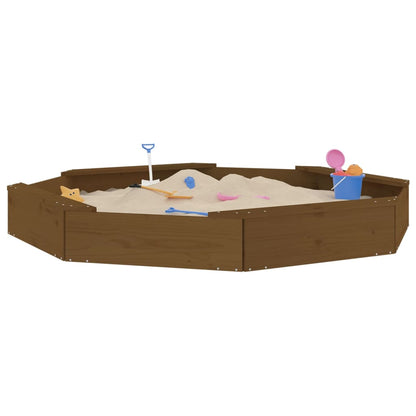 vidaXL Sandbox with Seats Honey Brown Octagon Solid Wood Pine 3