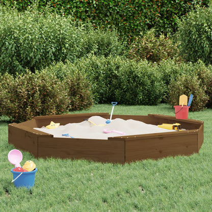 vidaXL Sandbox with Seats Honey Brown Octagon Solid Wood Pine 1