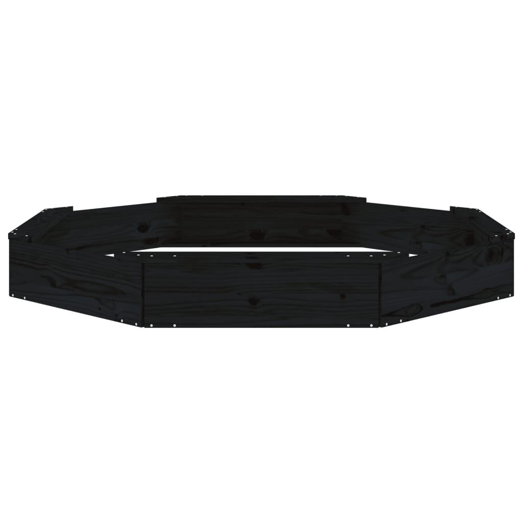 vidaXL Sandbox with Seats Black Octagon Solid Wood Pine 5