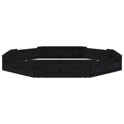 vidaXL Sandbox with Seats Black Octagon Solid Wood Pine 5