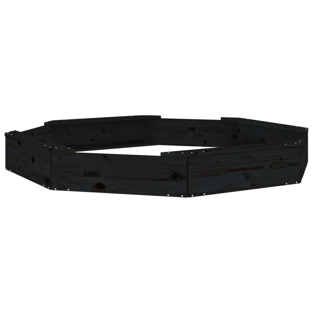 vidaXL Sandbox with Seats Black Octagon Solid Wood Pine 6