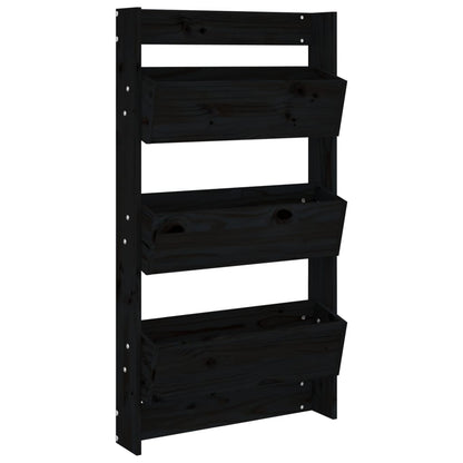 vidaXL Wall Planter 3-Tier 60x18.5x110 cm Black Solid Wood Pine 2