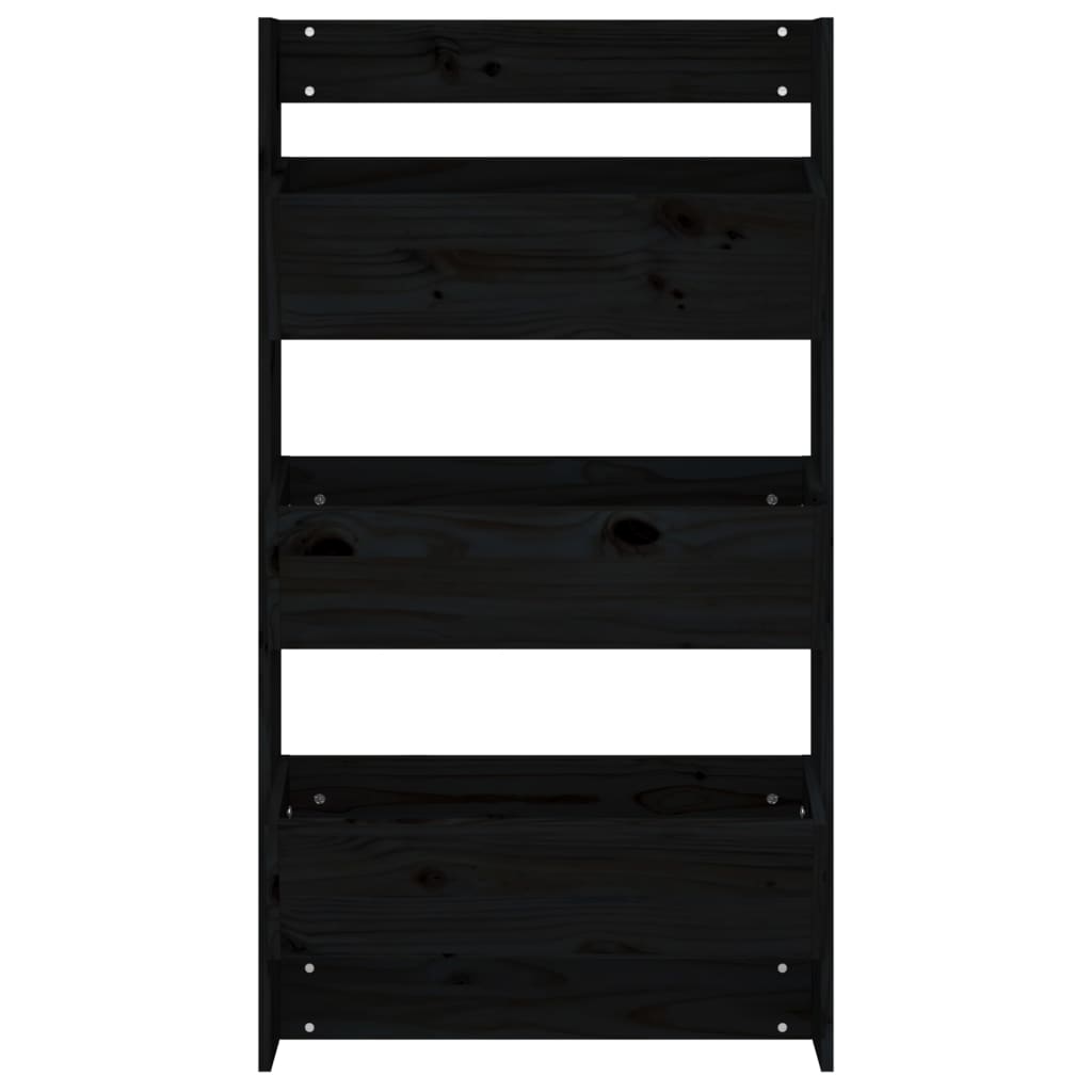 vidaXL Wall Planter 3-Tier 60x18.5x110 cm Black Solid Wood Pine 4