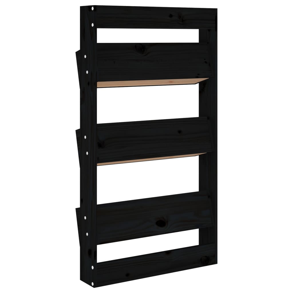 vidaXL Wall Planter 3-Tier 60x18.5x110 cm Black Solid Wood Pine 6