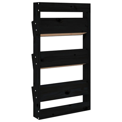 vidaXL Wall Planter 3-Tier 60x18.5x110 cm Black Solid Wood Pine 6