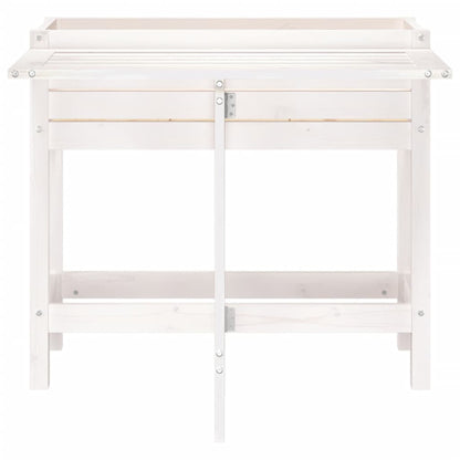 vidaXL Garden Planter with Folding Tabletop White Solid Wood Pine 4