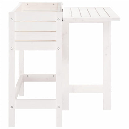 vidaXL Garden Planter with Folding Tabletop White Solid Wood Pine 5