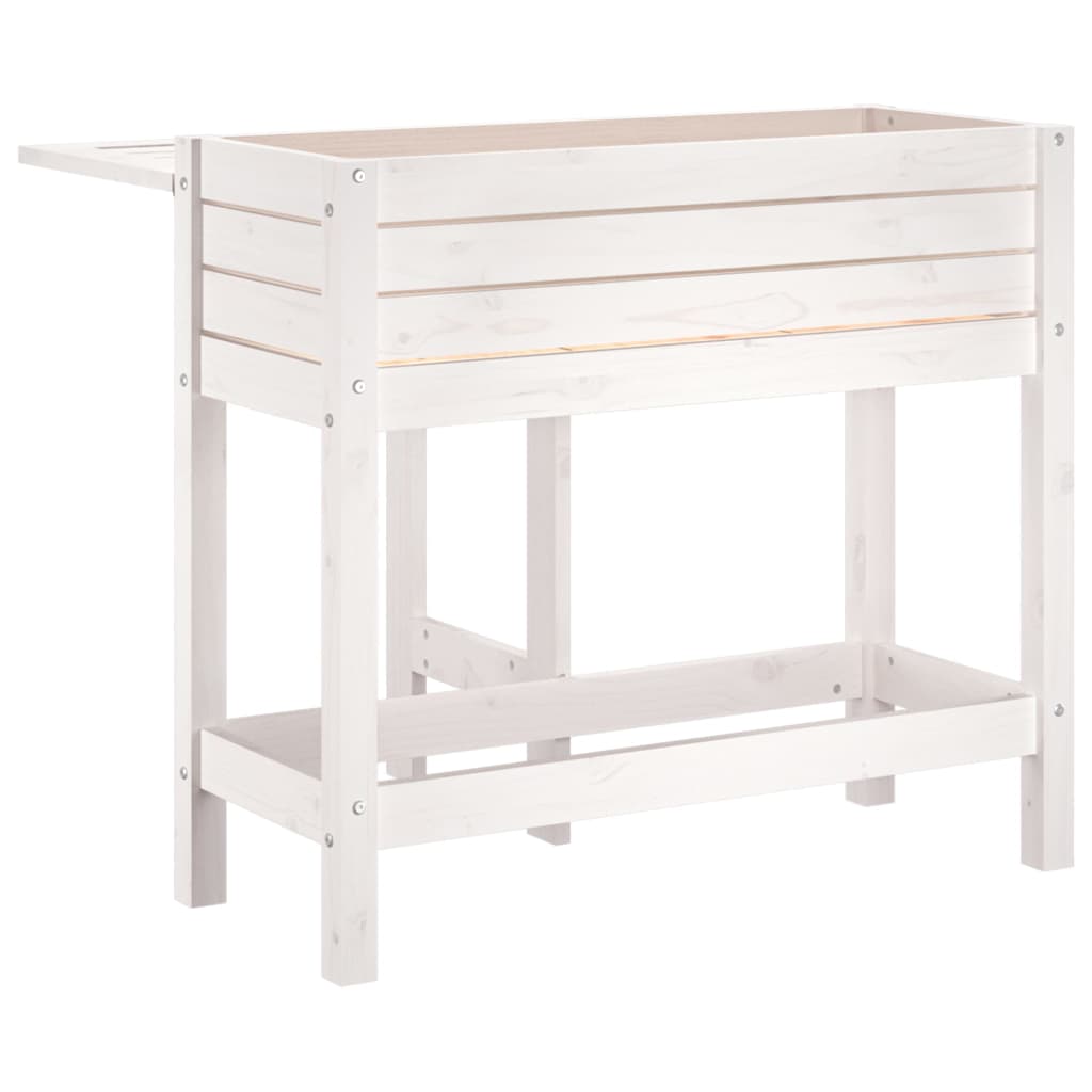 vidaXL Garden Planter with Folding Tabletop White Solid Wood Pine 6