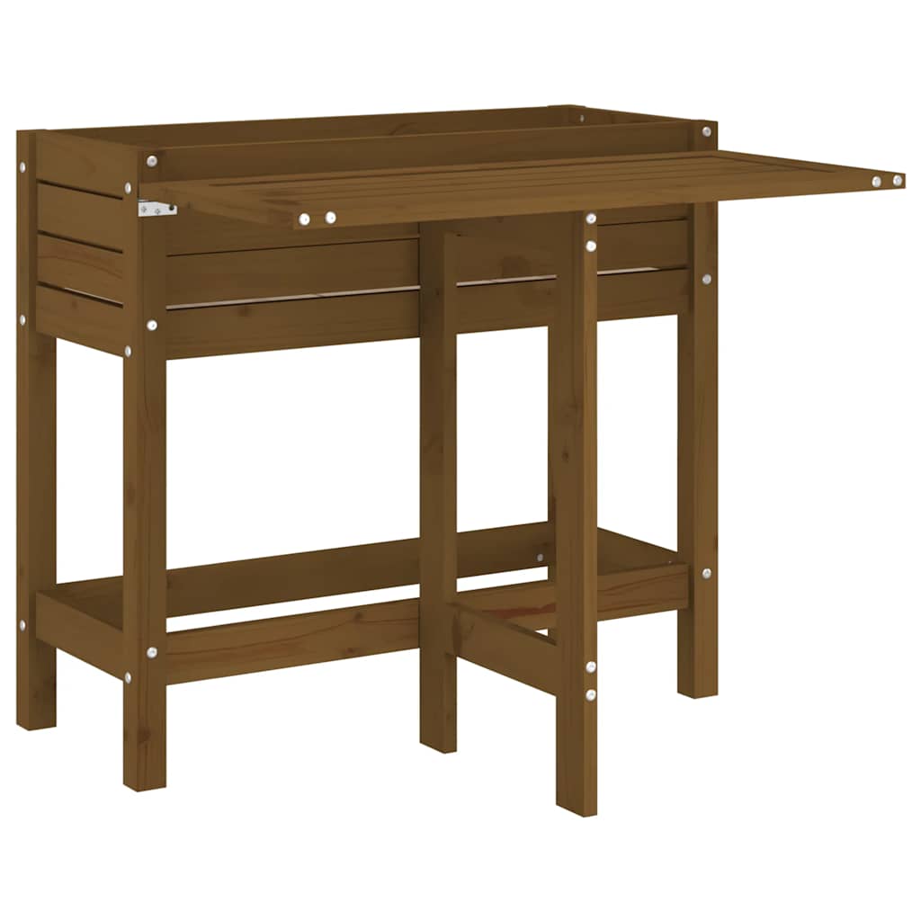 vidaXL Garden Planter with Folding Tabletop Honey Brown 2