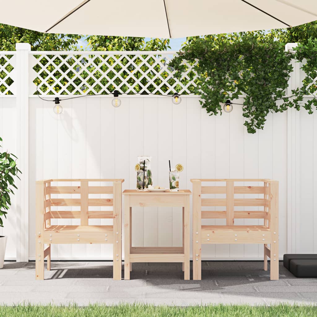 vidaXL Garden Chairs 2 pcs 61.5x53x71 cm Solid Wood Pine 3