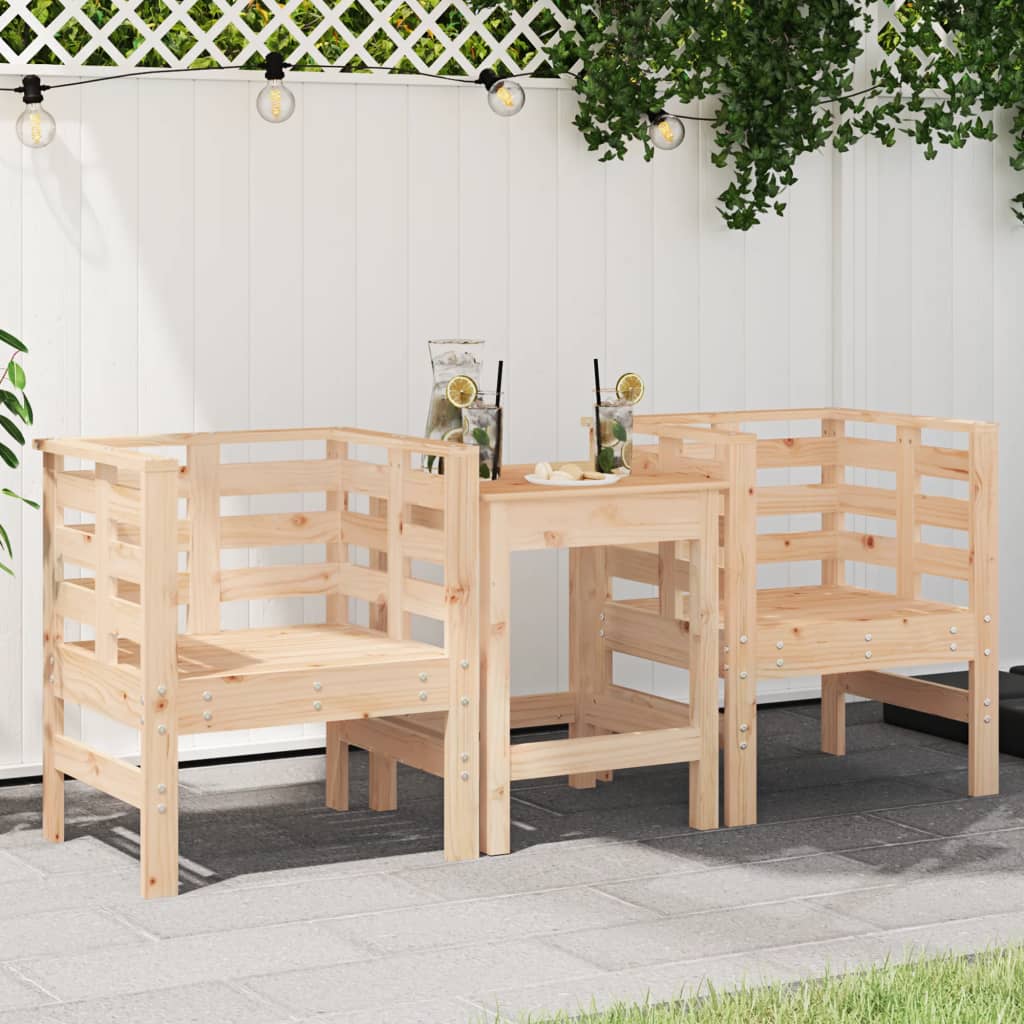 vidaXL Garden Chairs 2 pcs 61.5x53x71 cm Solid Wood Pine 1