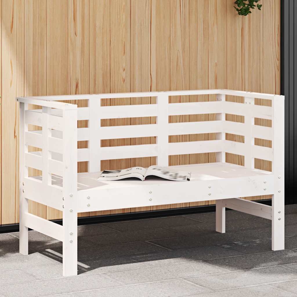 vidaXL Garden Bench White 111.5x53x71 cm Solid Wood Pine 1