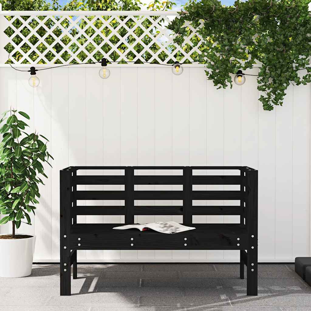 vidaXL Garden Bench Black 111.5x53x71 cm Solid Wood Pine 3