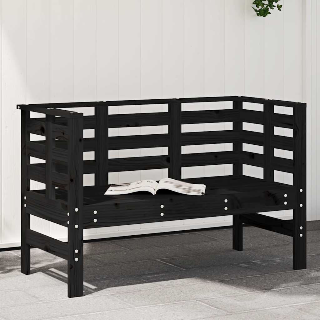 vidaXL Garden Bench Black 111.5x53x71 cm Solid Wood Pine 1
