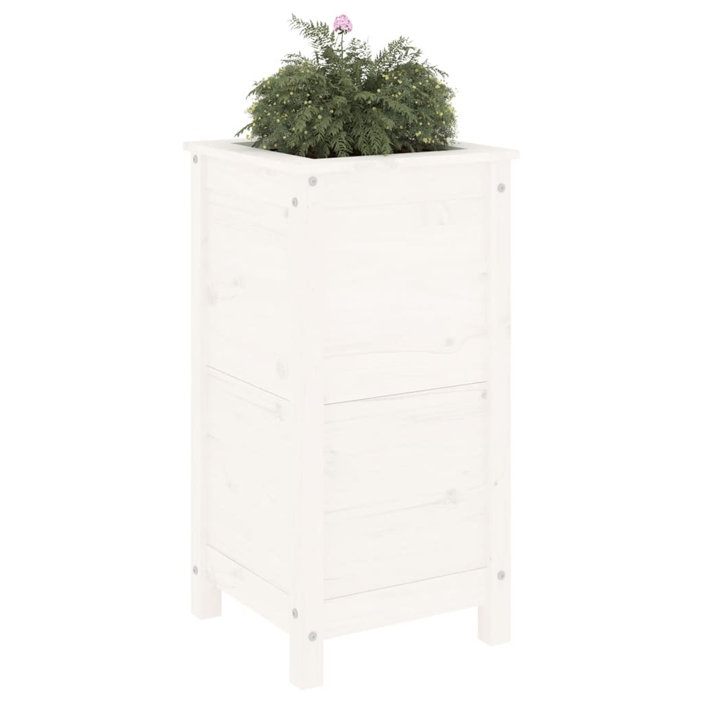 vidaXL Garden Planter White 40x40x78 cm Solid Wood Pine 3