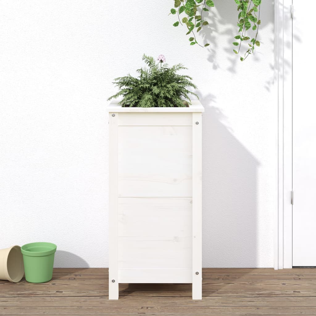 vidaXL Garden Planter White 40x40x78 cm Solid Wood Pine 1