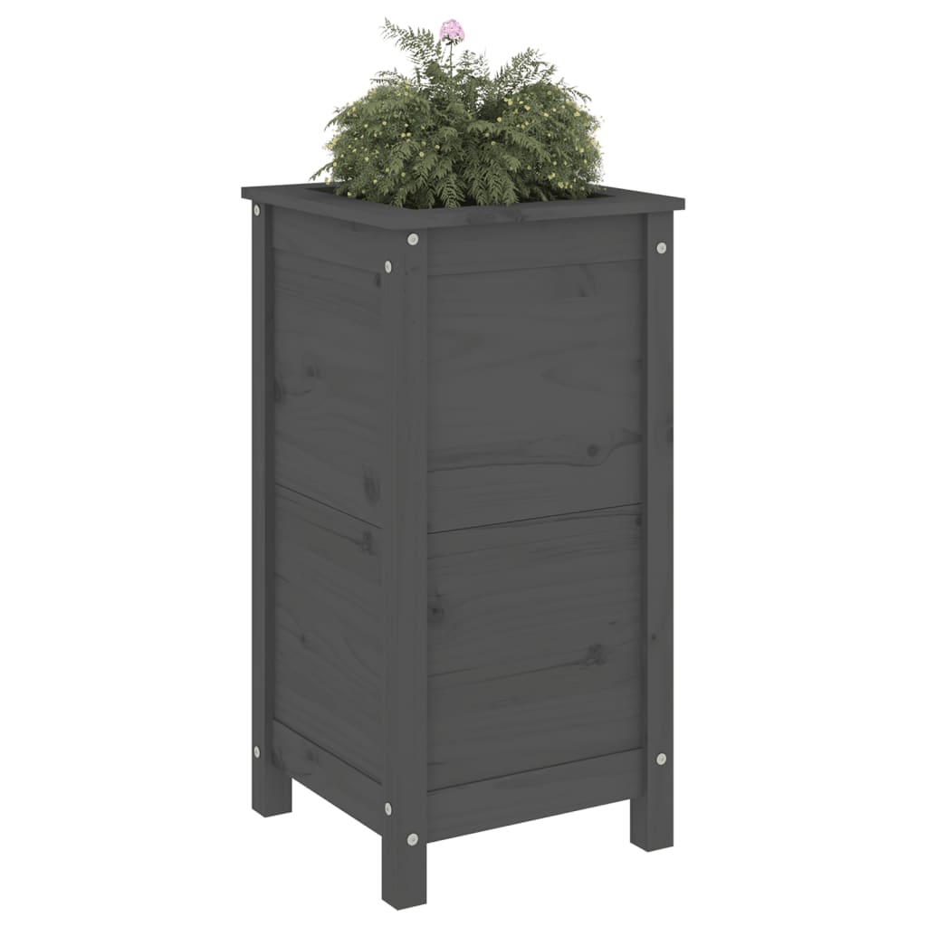 vidaXL Garden Planter Grey 40x40x78 cm Solid Wood Pine 3