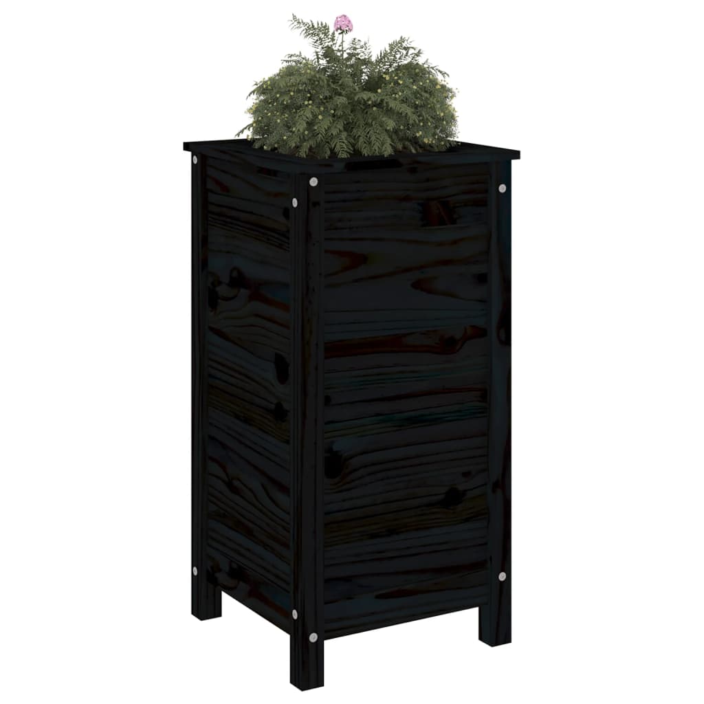 vidaXL Garden Planter Black 40x40x78 cm Solid Wood Pine 3