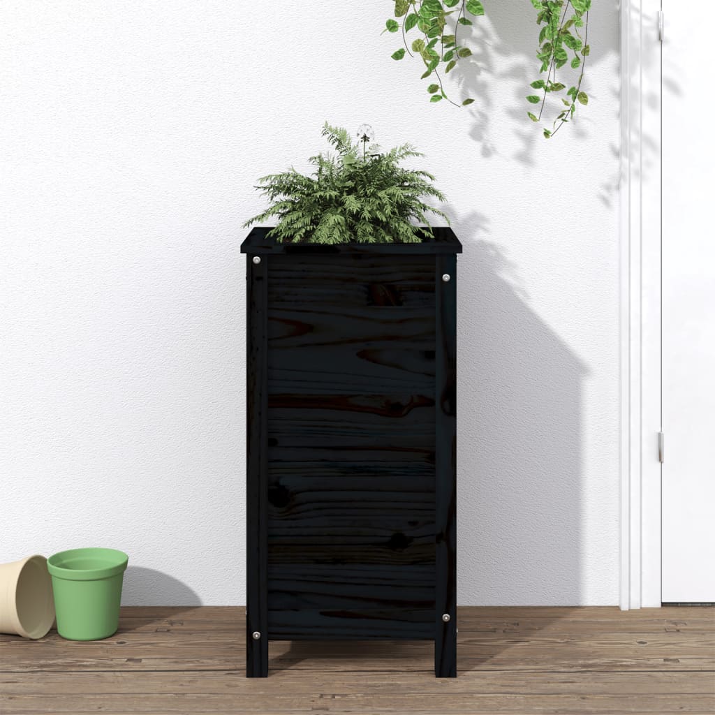 vidaXL Garden Planter Black 40x40x78 cm Solid Wood Pine 1
