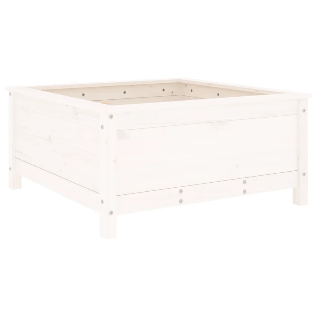 vidaXL Garden Planter White 82.5x82.5x39 cm Solid Wood Pine 2