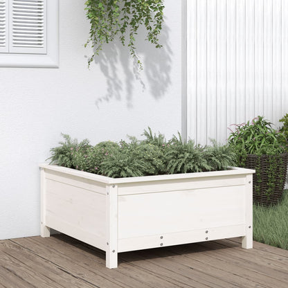 vidaXL Garden Planter White 82.5x82.5x39 cm Solid Wood Pine 1