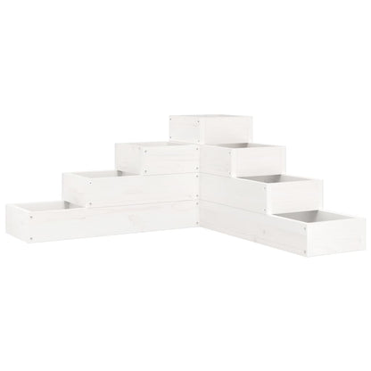 vidaXL Garden Planter 4-Tier 80.5x79x36 cm White Solid Wood Pine 2