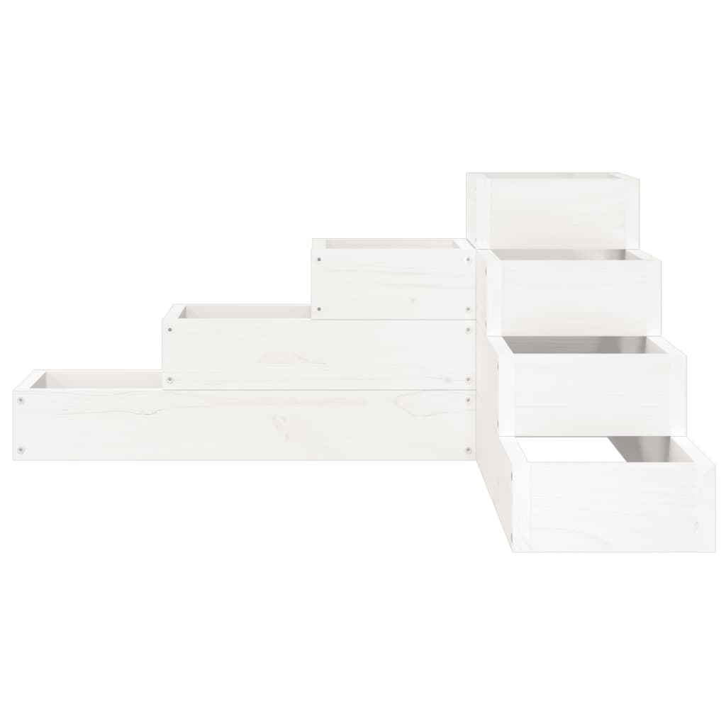 vidaXL Garden Planter 4-Tier 80.5x79x36 cm White Solid Wood Pine 4