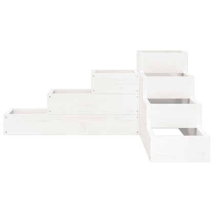 vidaXL Garden Planter 4-Tier 80.5x79x36 cm White Solid Wood Pine 4