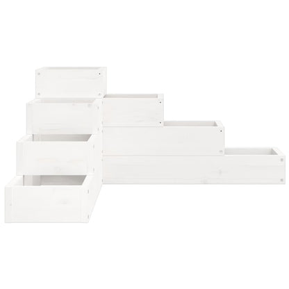 vidaXL Garden Planter 4-Tier 80.5x79x36 cm White Solid Wood Pine 5