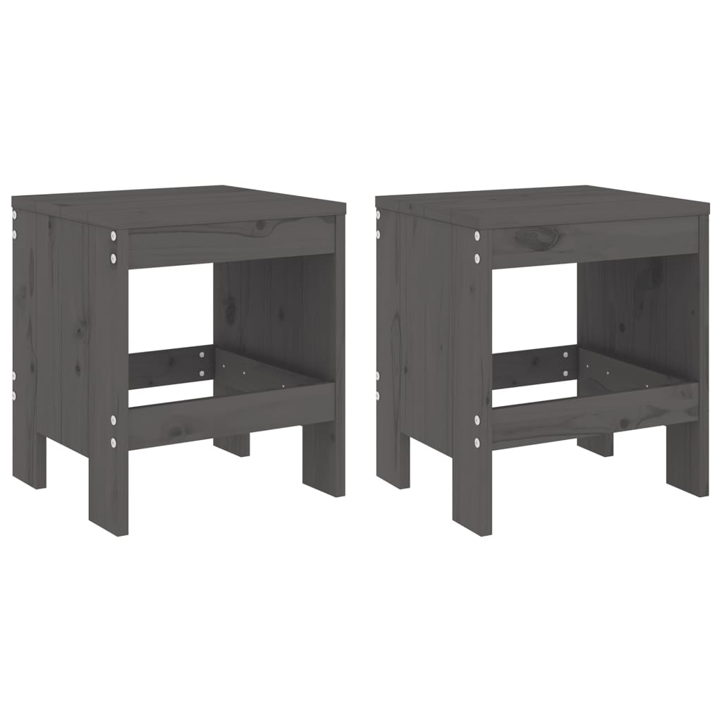 vidaXL Garden Stools 2 pcs Grey 40x36x45 cm Solid Wood Pine 2