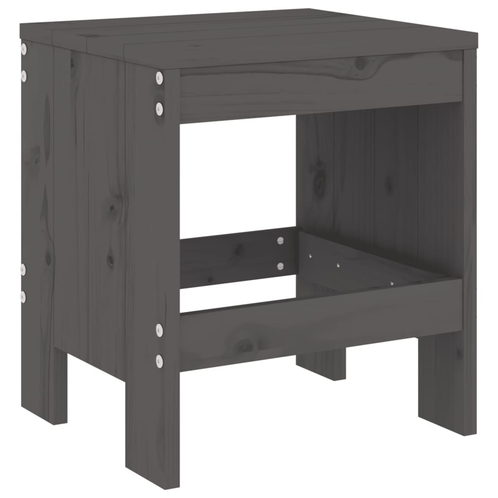 vidaXL Garden Stools 2 pcs Grey 40x36x45 cm Solid Wood Pine 3