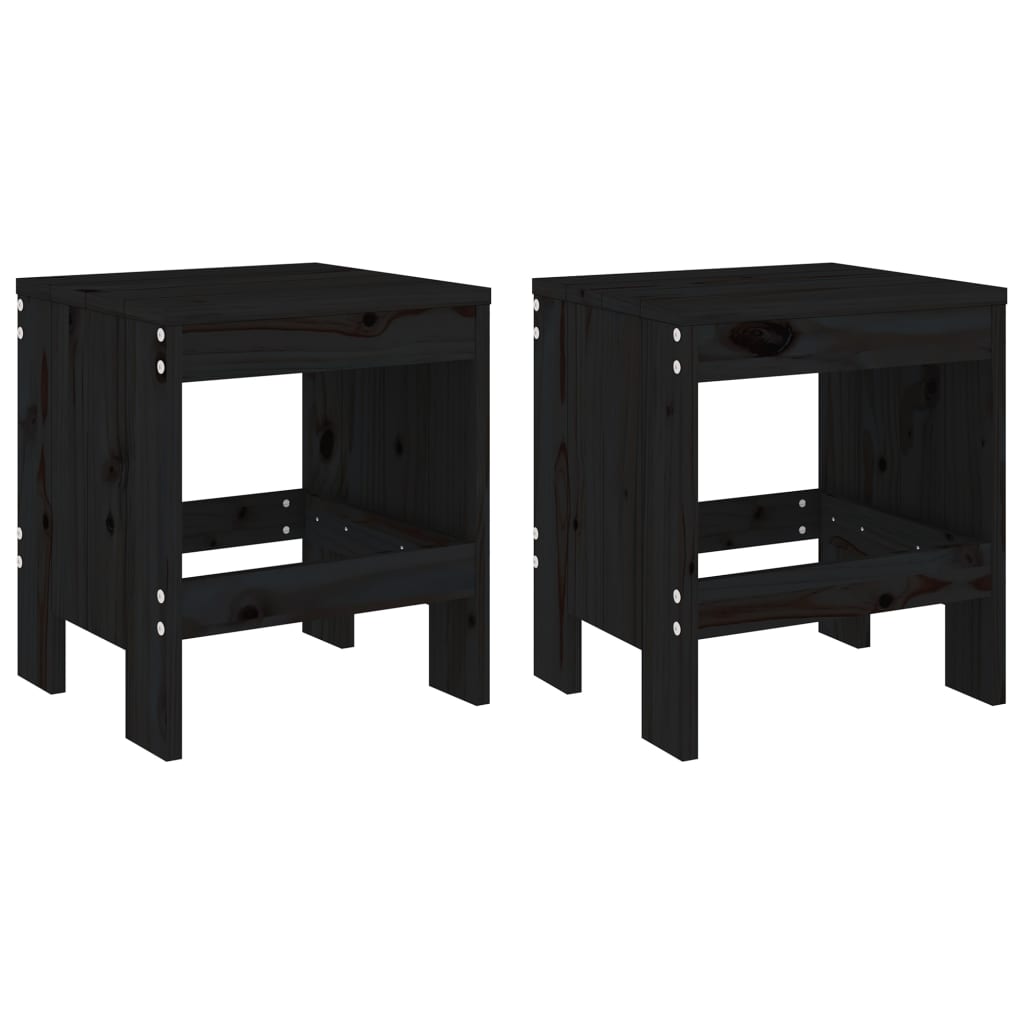 vidaXL Garden Stools 2 pcs Black 40x36x45 cm Solid Wood Pine 2