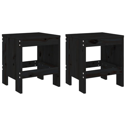 vidaXL Garden Stools 2 pcs Black 40x36x45 cm Solid Wood Pine 2