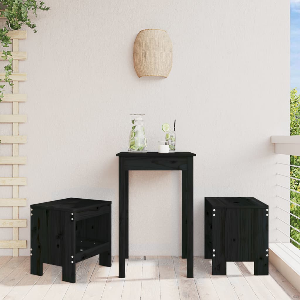vidaXL Garden Stools 2 pcs Black 40x36x45 cm Solid Wood Pine 1